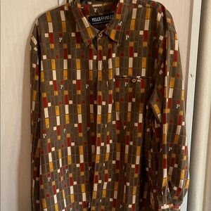 Vintage Men’s Pelle Pelle Marc Buchanan Geometric Block Button-Up Shirt XL